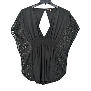 Victorias Secret Crochet Cover Up Top Women Size M Tunic Kimono Sleeve Bohemian